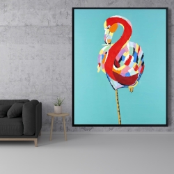 Framed 48 x 60 - Colorful flamingo