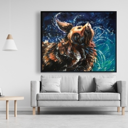 Framed 48 x 60 - Wet golden retreiver shaking to dry