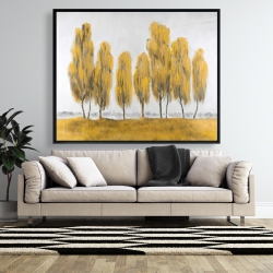 Framed 48 x 60 - Seven abstract yellow trees