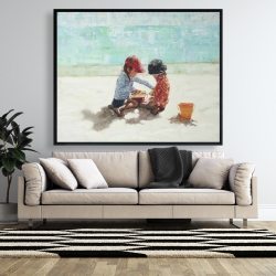 Encadré 48 x 60 - Fillettes à la plage
