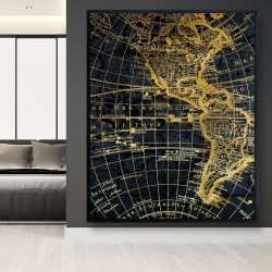 Encadré 48 x 60 - Globe terreste bleu et doré