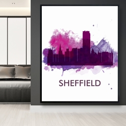 Framed 48 x 60 - Sheffield city color splash silhouette