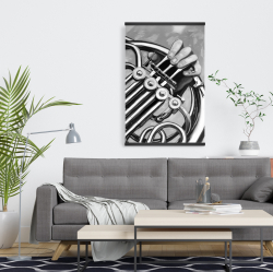 Magnétique 20 x 30 - Musicien avec cor français monochrome