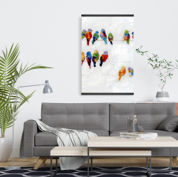 Magnétique 20 x 30 - Oiseaux colorés sur des fils