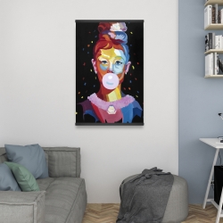 Magnetic 20 x 30 - Colorful audrey hepburn portrait with bubblegum