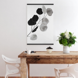 Magnétique 20 x 30 - Branche en tons de gris et feuilles rondes