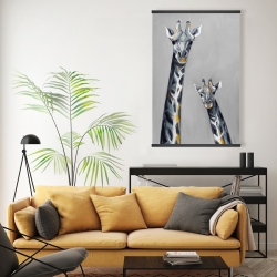 Magnétique 20 x 30 - Girafes bleu acier