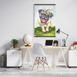 Magnetic 20 x 30 - Colorful smiling pug