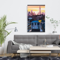 Magnetic 20 x 30 - Sunset over the subway in new-york