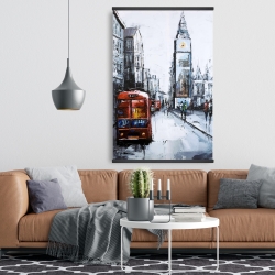 Magnétique 28 x 42 - Londre abstraite et bus rouge