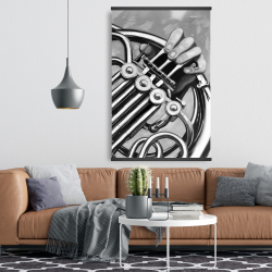 Magnétique 28 x 42 - Musicien avec cor français monochrome