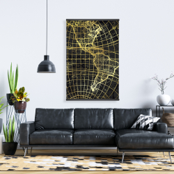 Magnetic 28 x 42 - Black and marine world map globe