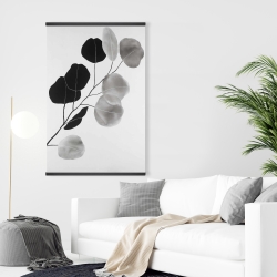 Magnétique 28 x 42 - Branche en tons de gris et feuilles rondes