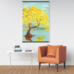 Magnetic 28 x 42 - Spring lanscape with a tree in a lake