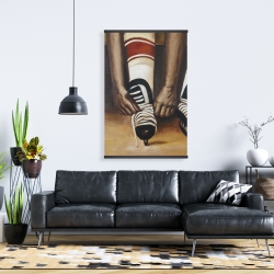 Magnetic 28 x 42 - Hockey player ties his skates
