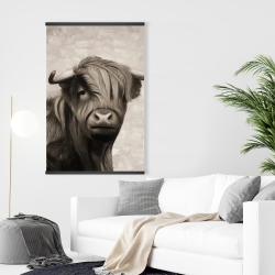 Magnétique 28 x 42 - Vache des montagnes sépia