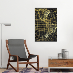 Magnetic 20 x 30 - Black and marine world map globe