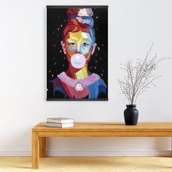 Magnetic 20 x 30 - Colorful audrey hepburn portrait with bubblegum