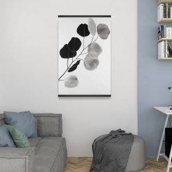 Magnétique 20 x 30 - Branche en tons de gris et feuilles rondes