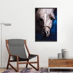 Magnétique 20 x 30 - Cheval blanc sur fond bleu