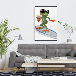 Magnétique 20 x 30 - Drôle de grenouille sur surf