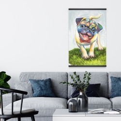 Magnetic 20 x 30 - Colorful smiling pug
