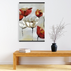 Magnetic 20 x 30 - Abstract red and white flowers