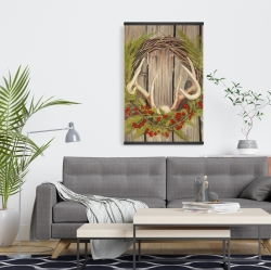 Magnétique 20 x 30 - Couronne de noël avec panache