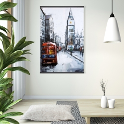 Magnétique 28 x 42 - Londre abstraite et bus rouge