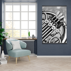 Magnétique 28 x 42 - Musicien avec cor français monochrome