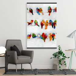 Magnétique 28 x 42 - Beaucoup d'oiseaux colorés sur un fil