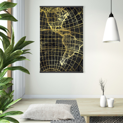 Magnetic 28 x 42 - Black and marine world map globe
