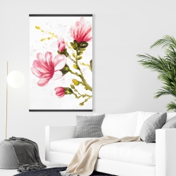 Magnétique 28 x 42 - Fleurs de magnolia à l'aquarelle