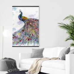Magnetic 28 x 42 - Majestic peacock with flowers