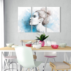 Canvas 24 x 36 - Watercolor abstract girl profile view