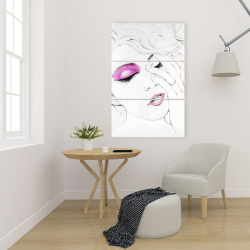 Toile 24 x 36 - Portrait de femme avec maquillage rose