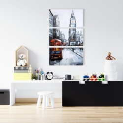 Toile 24 x 36 - Londre abstraite et bus rouge
