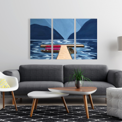 Canvas 24 x 36 - Lake, quai & mountains