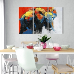 Toile 24 x 36 - éléphant coloré et abstrait en mouvement