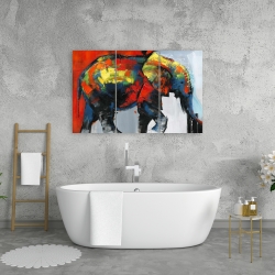Toile 24 x 36 - éléphant abstrait et coloré en mouvement
