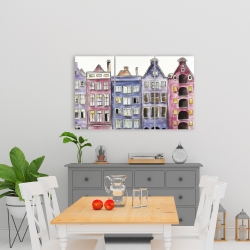 Toile 24 x 36 - Vieilles maisons historiques d'amsterdam