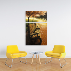 Canvas 24 x 36 - Park bench on a fall day