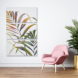 Toile 24 x 36 - Feuilles de palmiers tropicaux à l'aquarelle