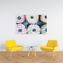 Canvas 24 x 36 - Watercolor delicious looking doughtnuts