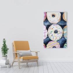 Canvas 24 x 36 - Watercolor delicious looking doughtnuts