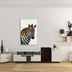 Canvas 24 x 36 - Colorful profile view of a zebra