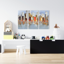 Canvas 24 x 36 - Colorful buildings with water reflection