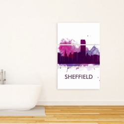 Toile 24 x 36 - Silhouette en éclats de couleurs de la ville de sheffield