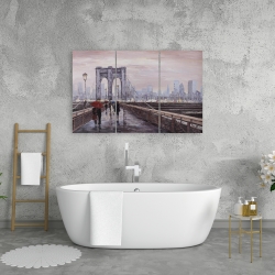 Canvas 24 x 36 - Brooklyn bridge with passersby