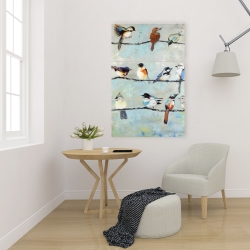 Toile 24 x 36 - Petits oiseaux colorés